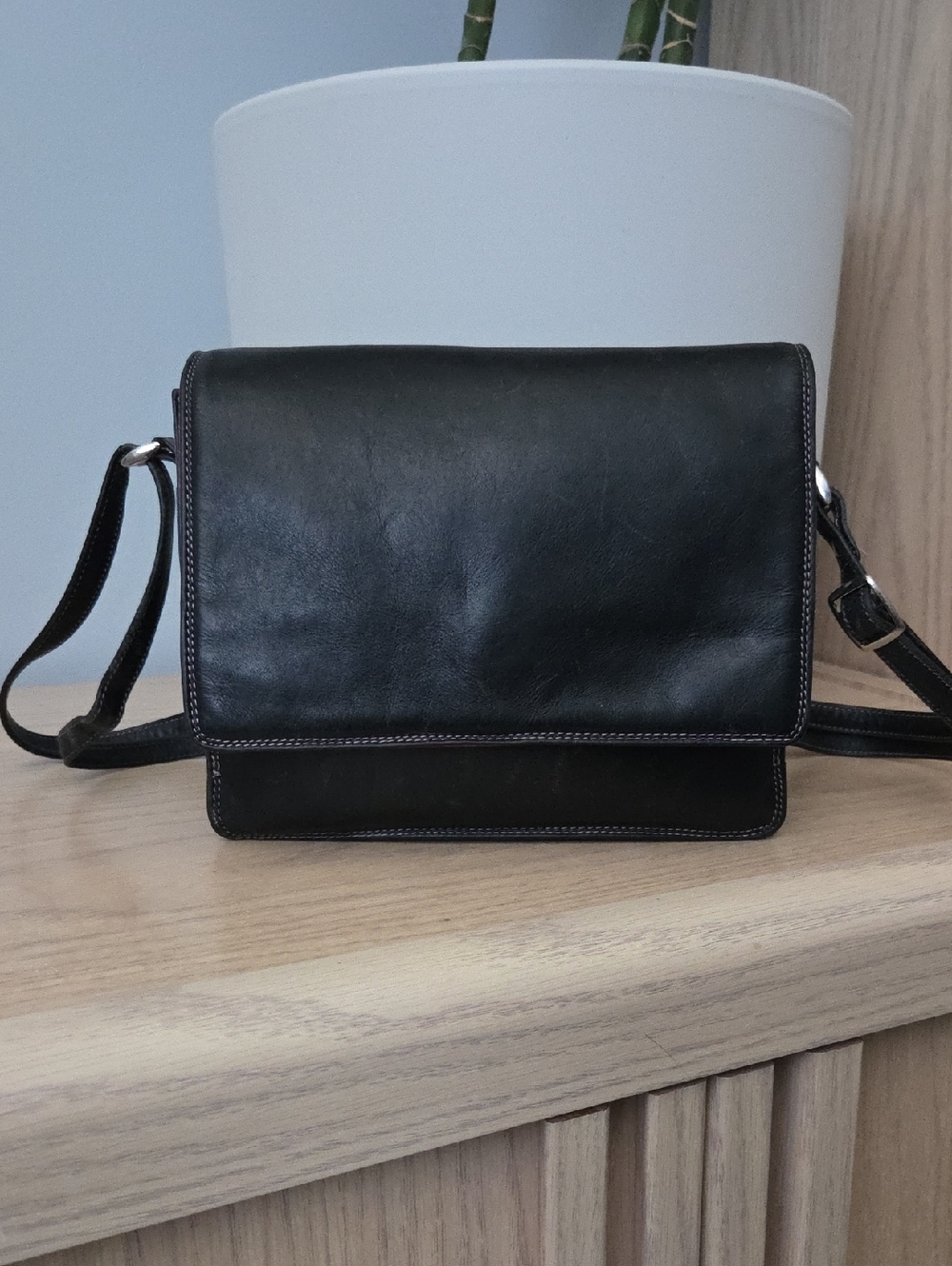 Derek Alexander Leather Half Flap Crossbody Multi-Compartmental Organizer